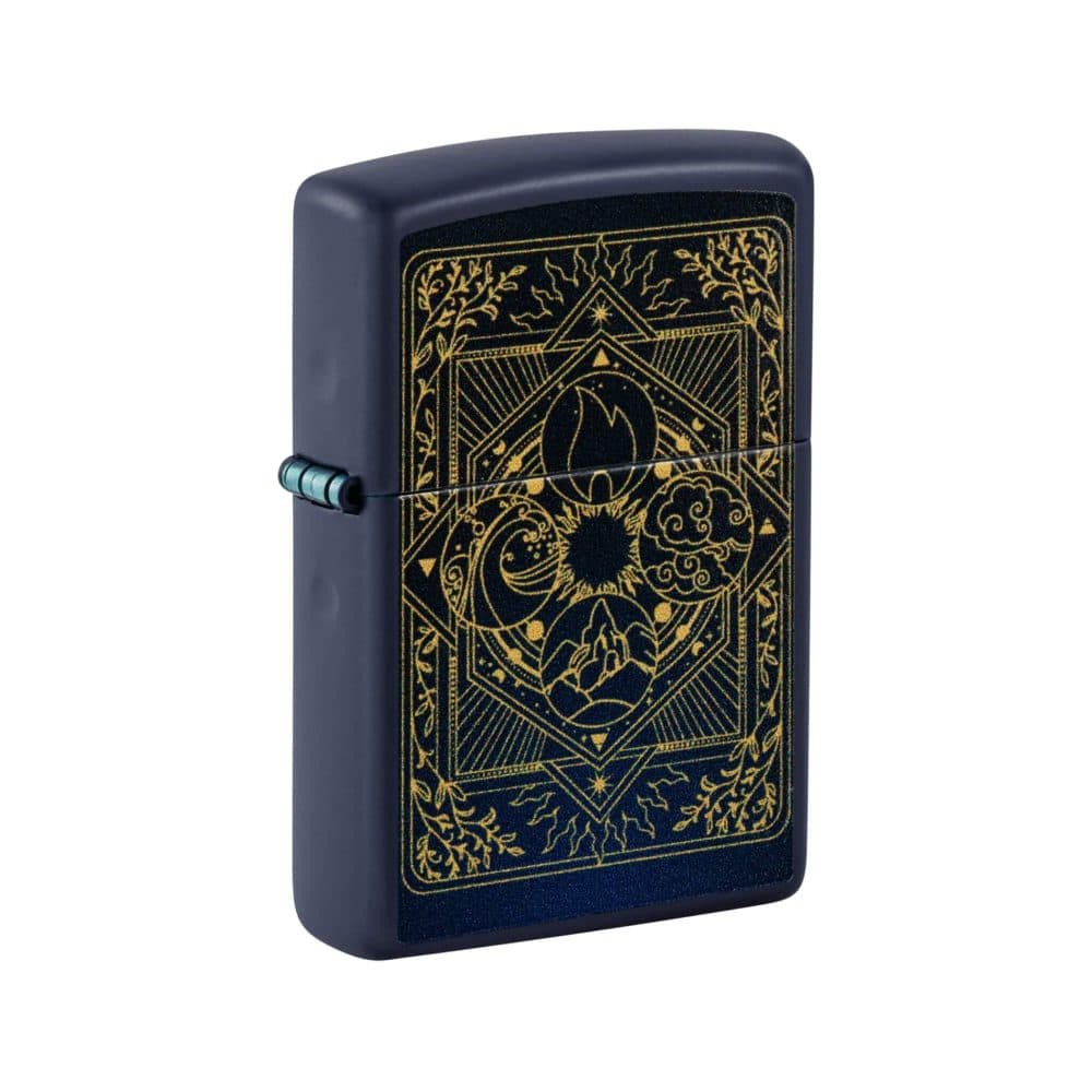 تصویر فندک Zippo مدل Elements Design با پوشش مات سرمه‌ای (Navy Matte)