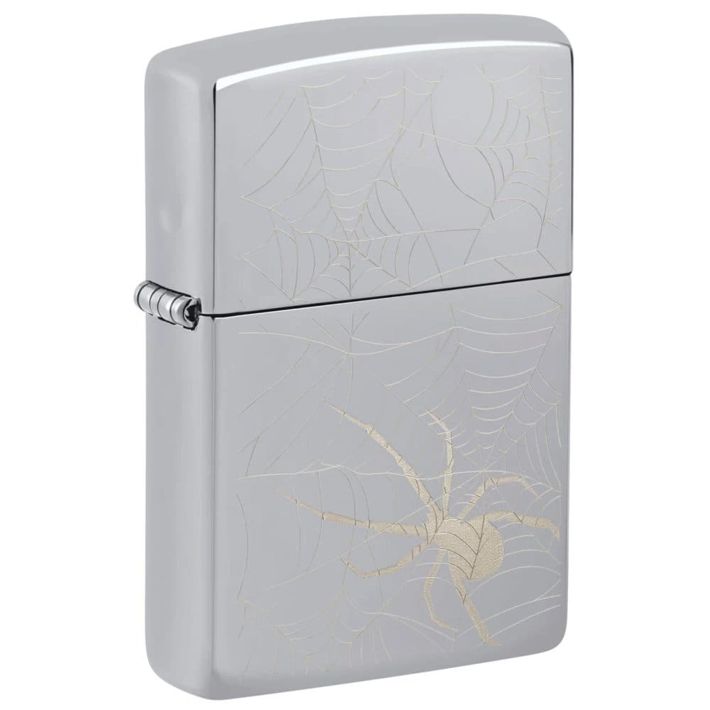 تصویر فندک Zippo طرح Spider Web با طراحی تار عنکبوتی