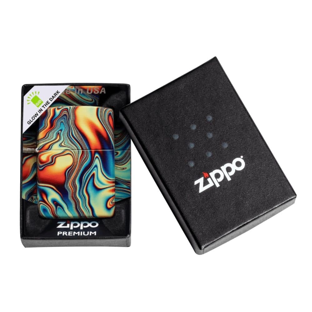 تصویر فندک Zippo طرح Colorful Swirl Design با رنگ‌های متنوع و طرح چرخشی