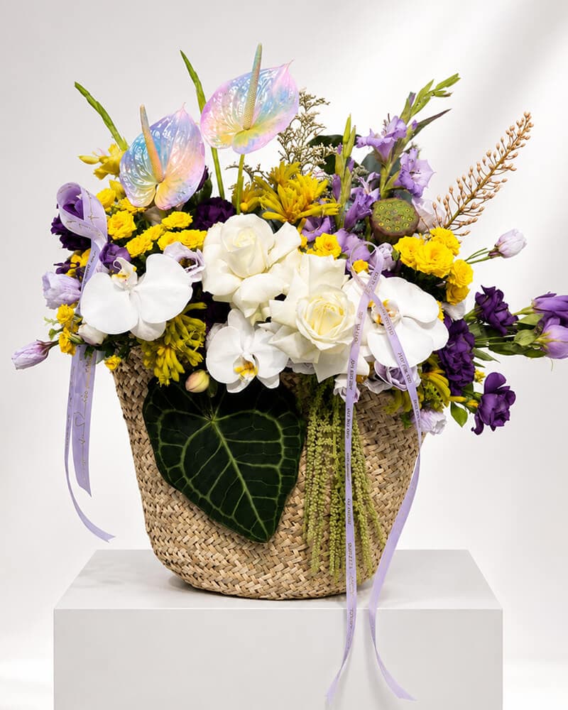 سبد گل حصیری تابستونی